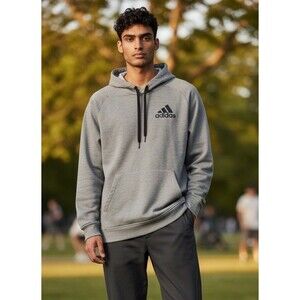 Adidas Team Issue Climawarm Pullover Hoodie Gray with Black Logo Men's Small